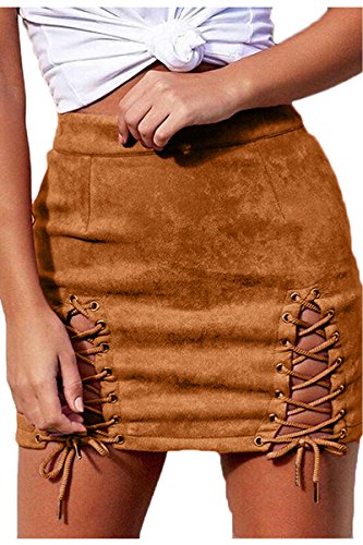 Algopix Similar Product 19 - Meyeeka Ladies Faux Suede Lace Up Slim