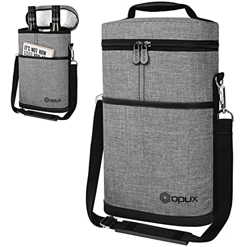 Algopix Similar Product 1 - OPUX 2 Bottle Wine Bag Tote Carrier 
