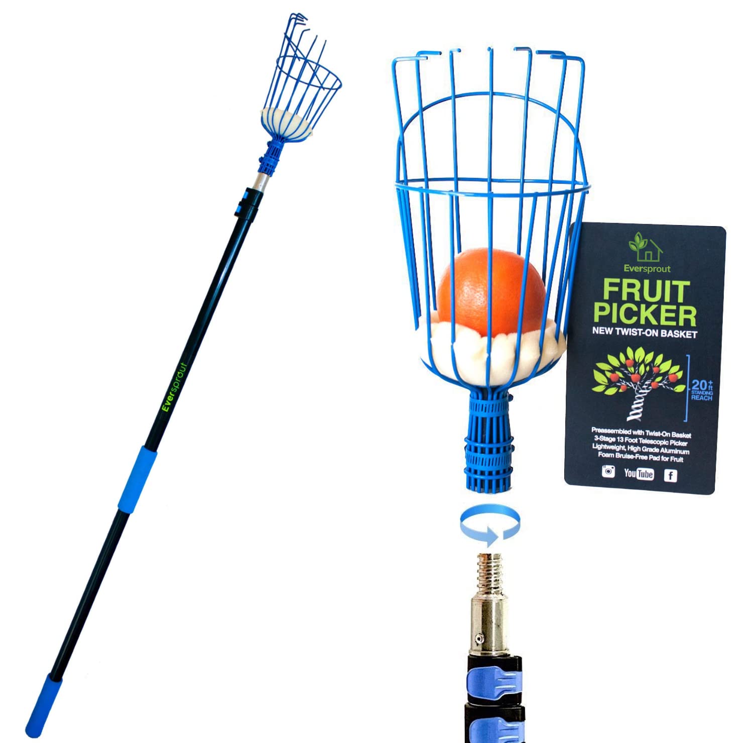 Algopix Similar Product 10 - EVERSPROUT 18Foot Fruit Picker 25