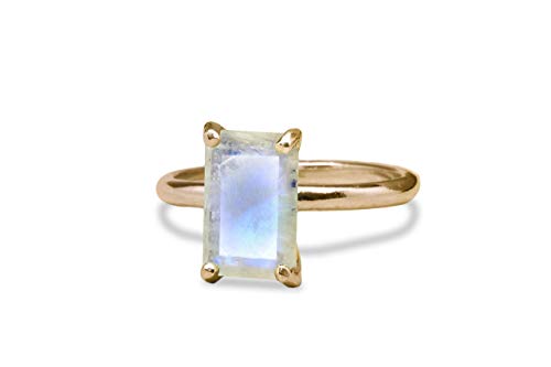 Algopix Similar Product 5 - Anemone Unique Moonstone Ring 14K Rose