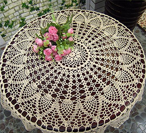 Algopix Similar Product 13 - Macrame Cream Crochet Round Tablecloths
