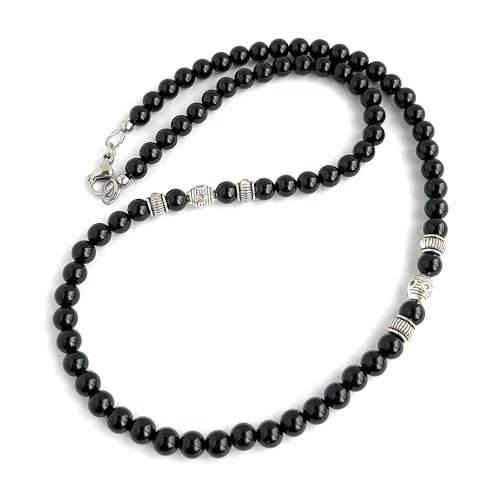 Algopix Similar Product 6 - Mens Black Onyx Necklace Made with 6mm