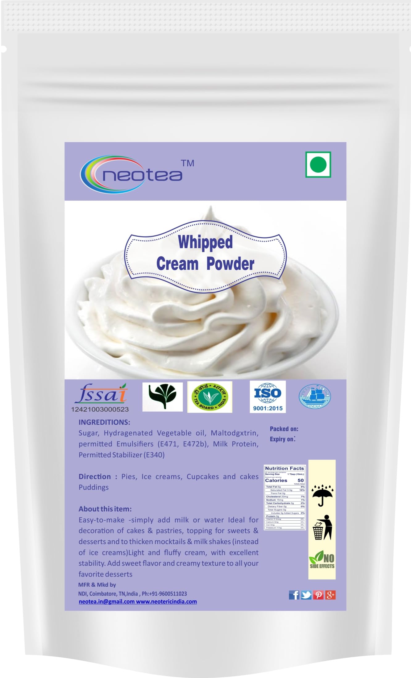 Algopix Similar Product 7 - Neotea Whipped Cream Powder for Cake