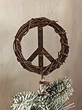 Algopix Similar Product 10 - Peace Sign Christmas Tree Topper Brown
