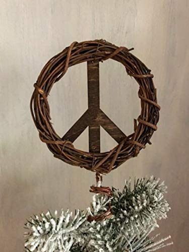 Algopix Similar Product 5 - Peace Sign Christmas Tree Topper Brown