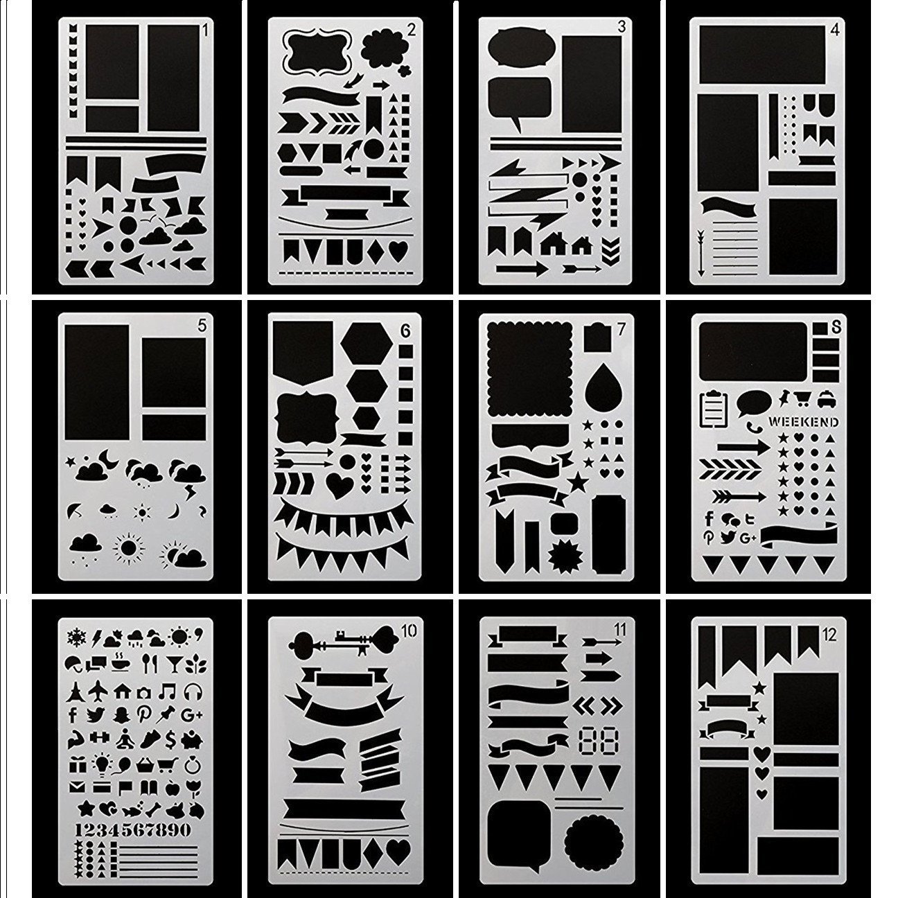 Algopix Similar Product 17 - 12 Pcs Journal Stencil Plastic Planner