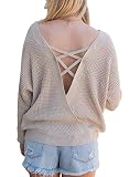 Algopix Similar Product 5 - Asvivid Ovesized Criss Cross V Neck