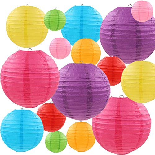 Algopix Similar Product 17 - LURICO 16 Pcs Colorful Paper Lanterns