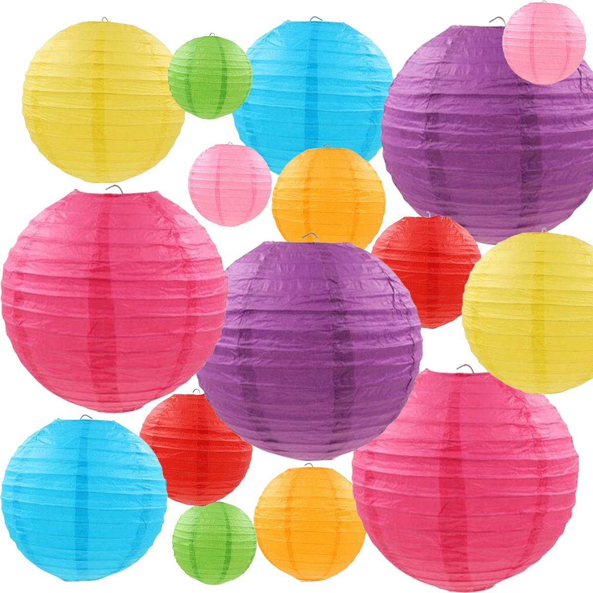 Algopix Similar Product 12 - LURICO 16 Pcs Colorful Paper Lanterns