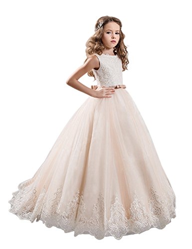 Algopix Similar Product 6 - Ivory Long Lace Flower Girl Dresses