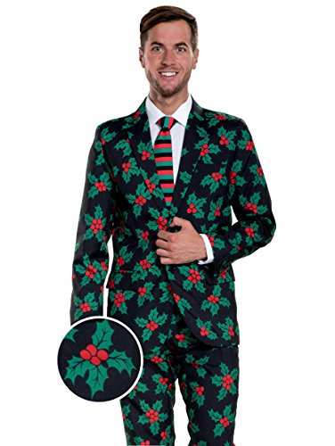 Algopix Similar Product 9 - Tipsy Elves Mens Black Holly Mistletoe