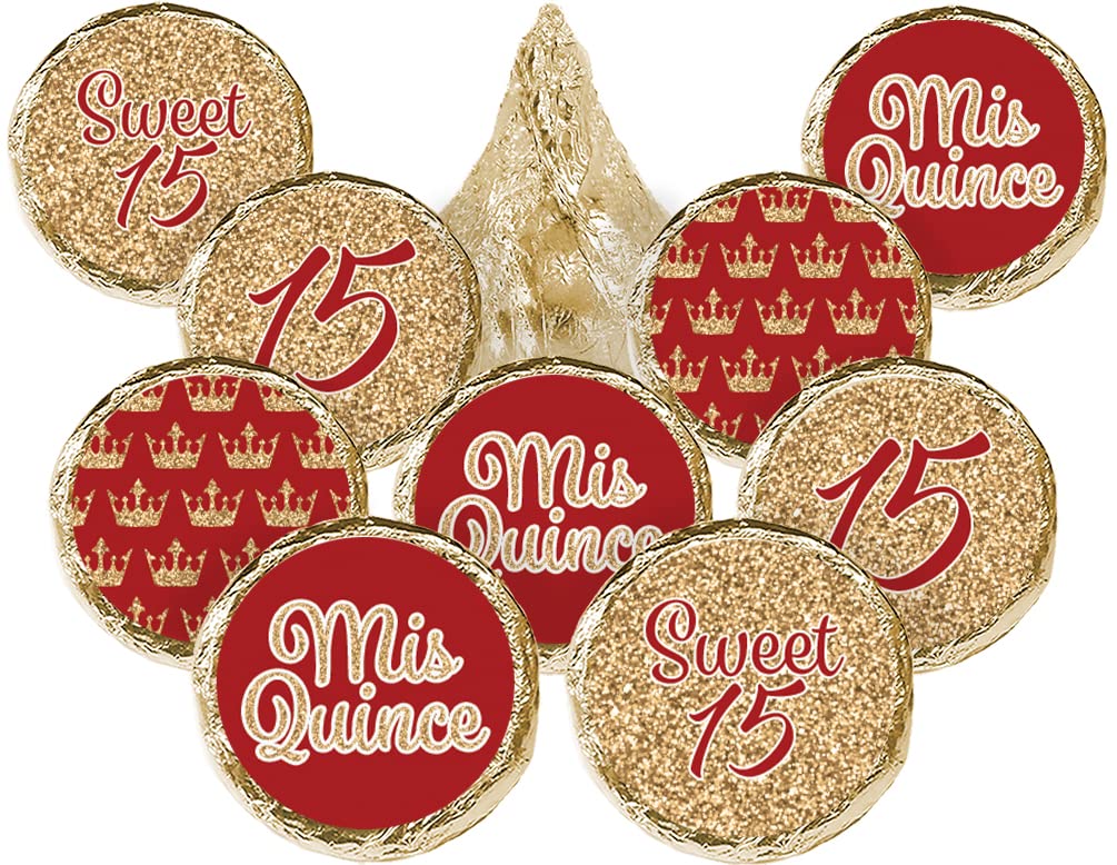 Algopix Similar Product 11 - Quinceanera Party Favor Labels Red and