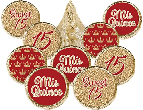 Algopix Similar Product 16 - Quinceanera Party Favor Labels Red and
