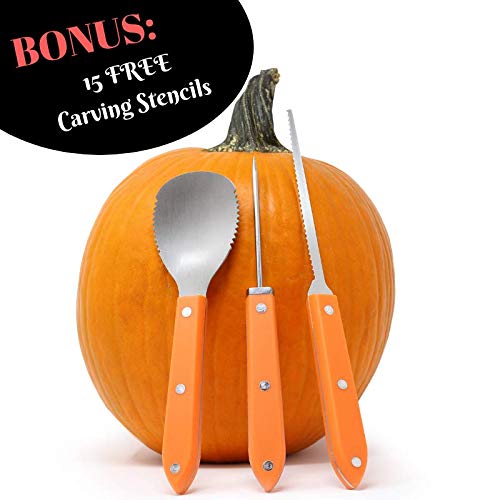 Algopix Similar Product 11 - Premium 3 Piece Pumpkin Carving Kit