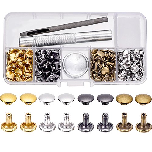 Algopix Similar Product 11 - BBTO 100 Set Leather Rivets Double Cap