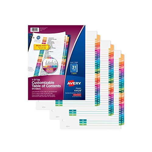 Algopix Similar Product 19 - Avery 131 Tab Dividers for 3 Ring