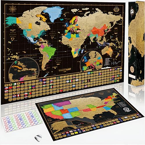 Algopix Similar Product 4 - Two ScratchOff Maps World Map 17x24