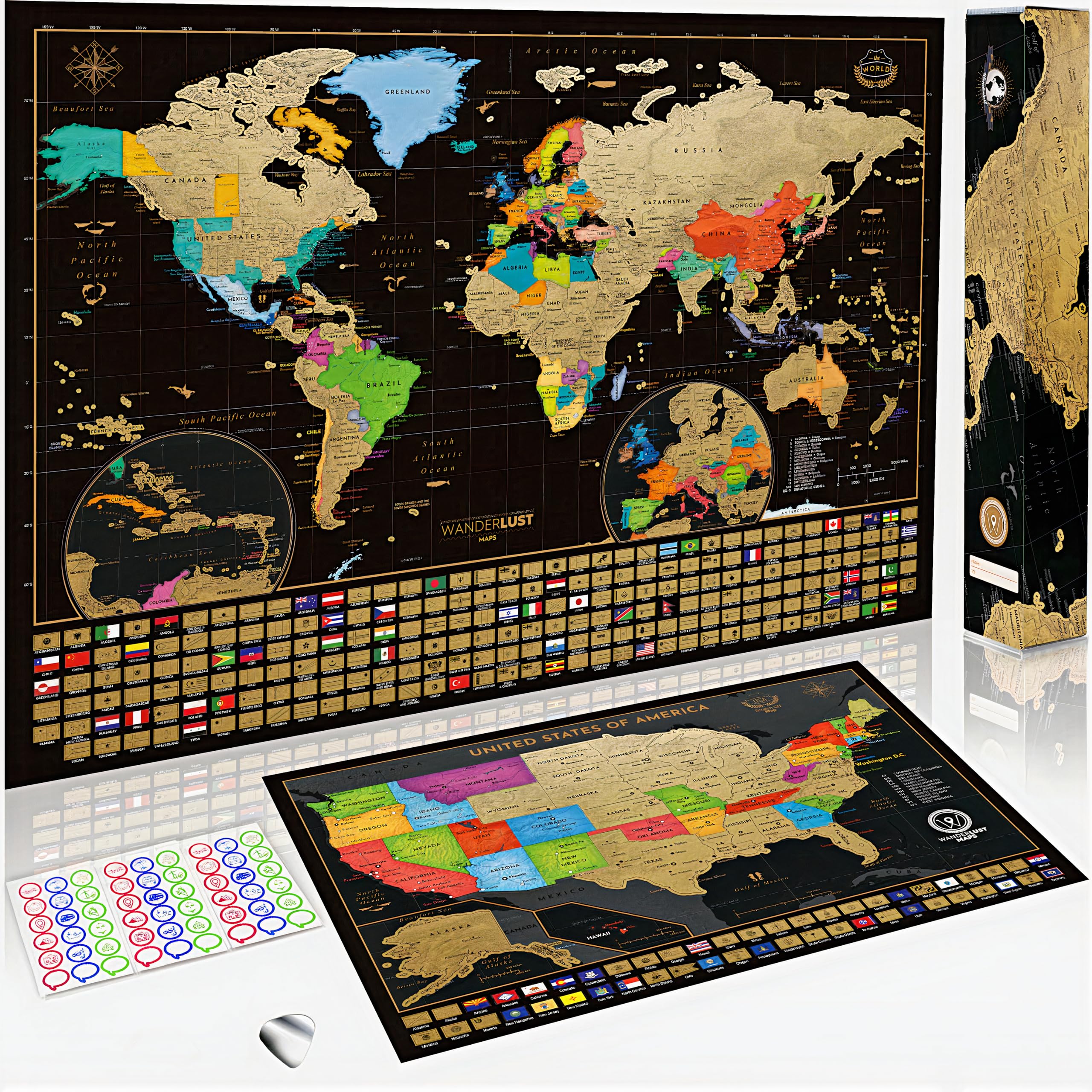 Algopix Similar Product 16 - Two ScratchOff Maps World Map 17x24