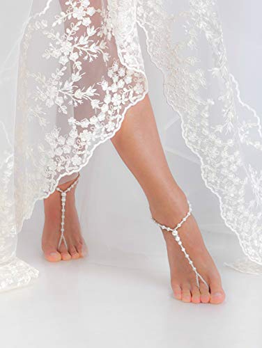 Algopix Similar Product 16 - Beaded Barefoot sandals Bridal foot