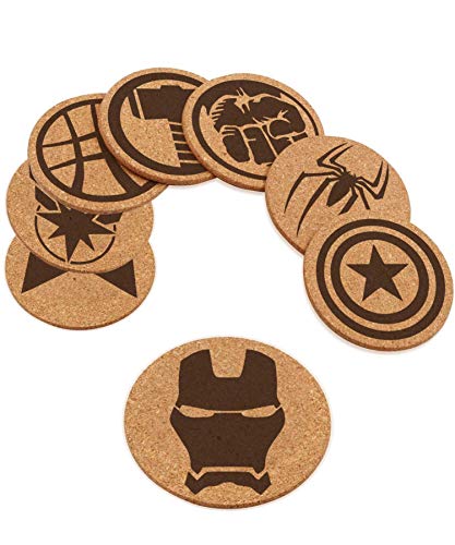 Algopix Similar Product 9 - Avengers Cork Coaster Set of 8 Double
