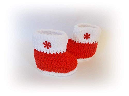 Algopix Similar Product 20 - Christmas Baby Boots Crochet Santa Shoes