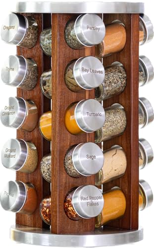 Algopix Similar Product 14 - Orii 20 Jar Dark Acacia Wood Spice Rack