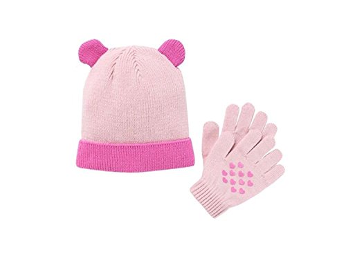 Algopix Similar Product 5 - Girls Pink Heart 3d Ears Knit Hat 