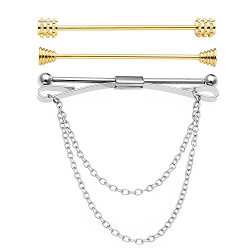 Algopix Similar Product 6 - Zysta 3Pcs SilverGold Tone Collar Bar