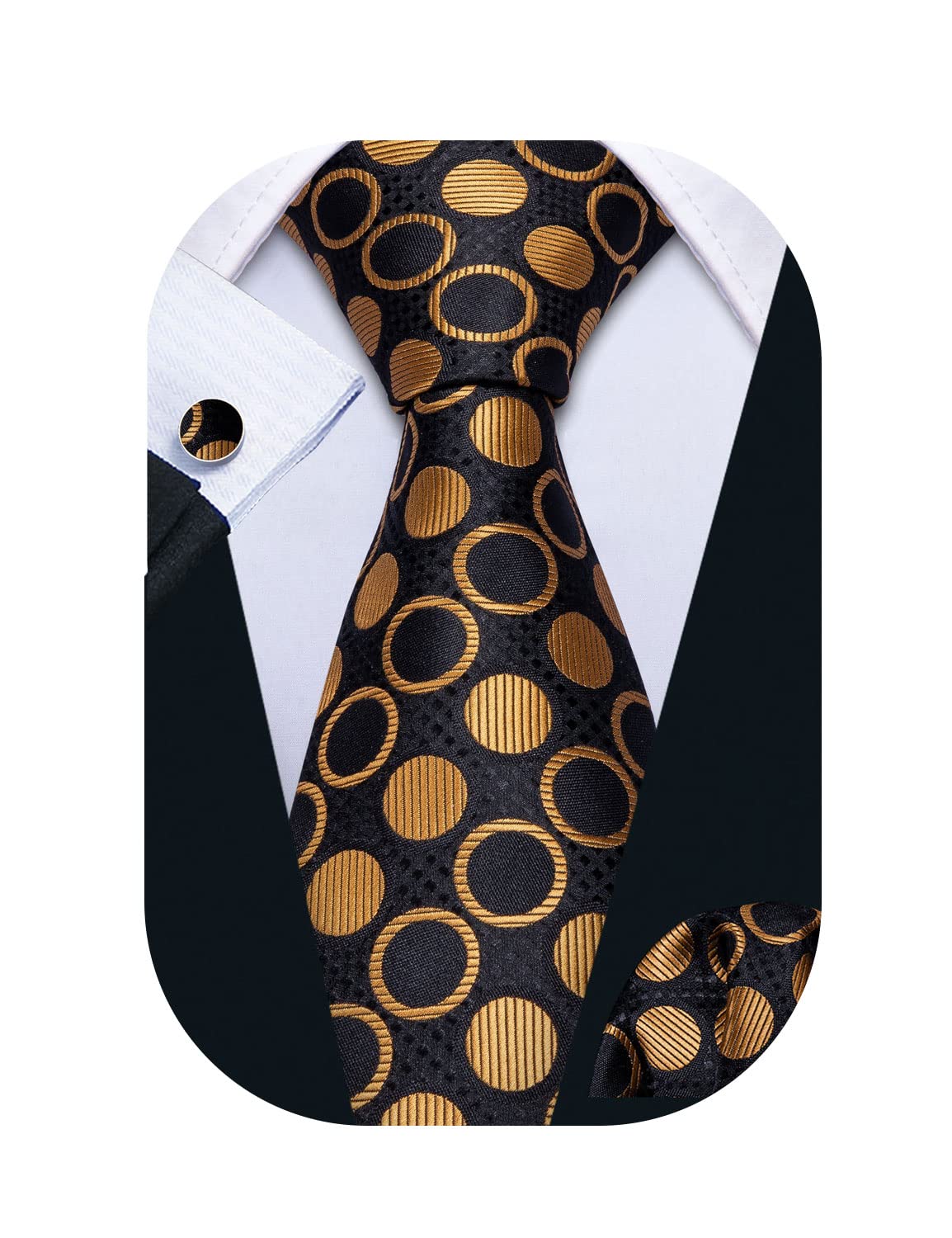 Algopix Similar Product 13 - BarryWang Mens Tie Set Polka Dot