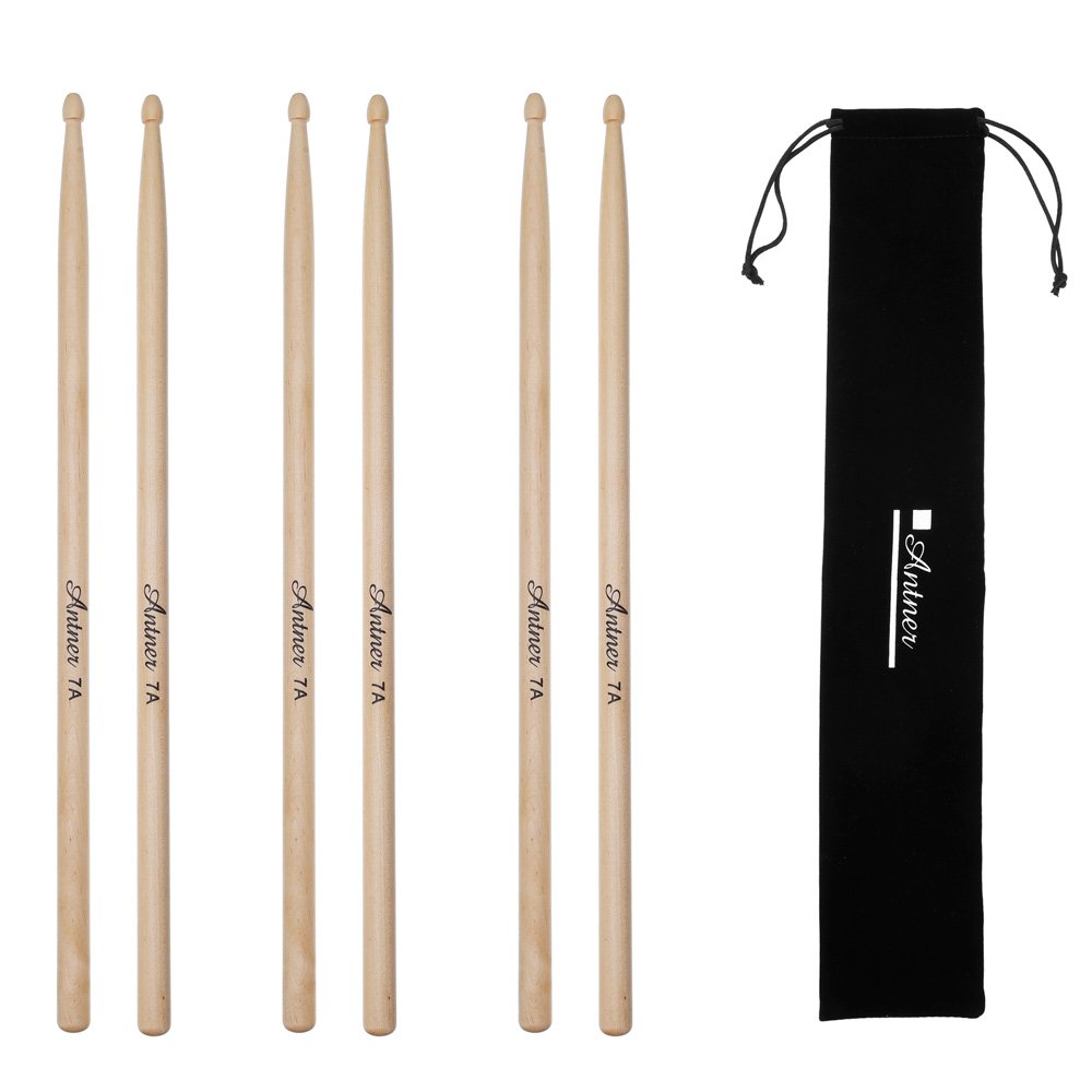 Algopix Similar Product 5 - Antner 3 Pairs Maple Wood Drumsticks 7A