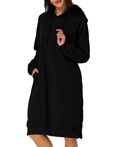 Algopix Similar Product 7 - Kidsform Women Causal Hoodie Maxi Dress