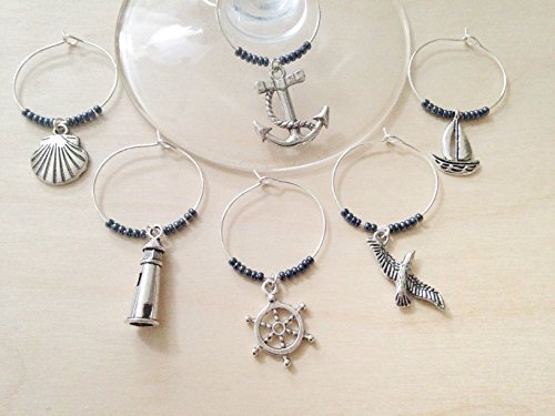 Algopix Similar Product 14 - Nautical Themed Wine Charms Ships