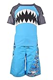 Algopix Similar Product 19 - Fin Fun Boys Blue Shark Rash Guard and