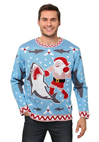 Algopix Similar Product 20 - Mens Santa vs Shark Ugly Christmas