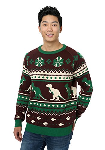 Algopix Similar Product 17 - Mens Holiday Dinosaur Ugly Christmas