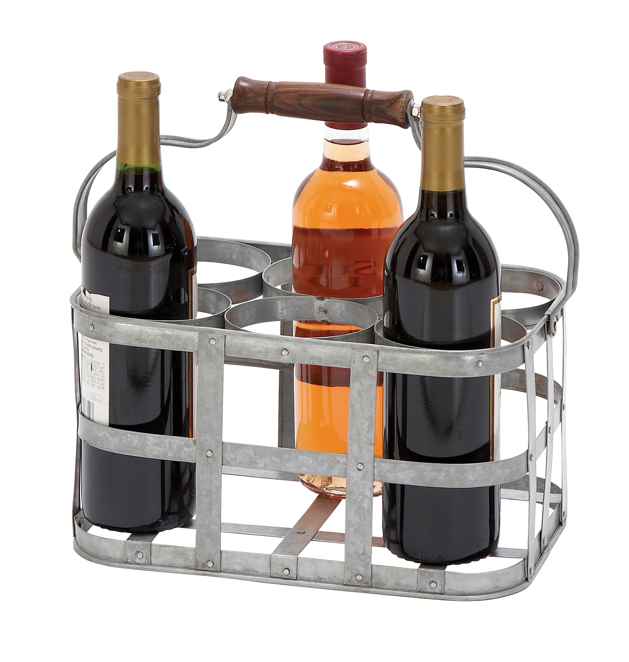 Algopix Similar Product 3 - Benjara 6 Bottle Farmhouse Metal Wine