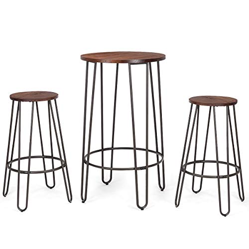 Algopix Similar Product 19 - COSTWAY 3 Pieces Bar Table Set with 2