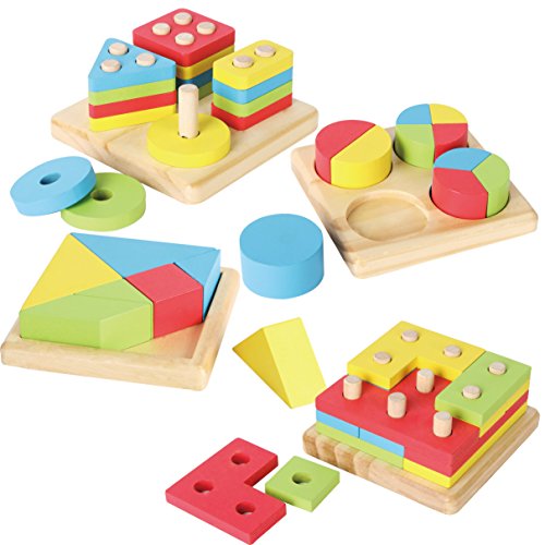 Algopix Similar Product 8 - JOYIN Toy 4 in 1 Wooden Educational