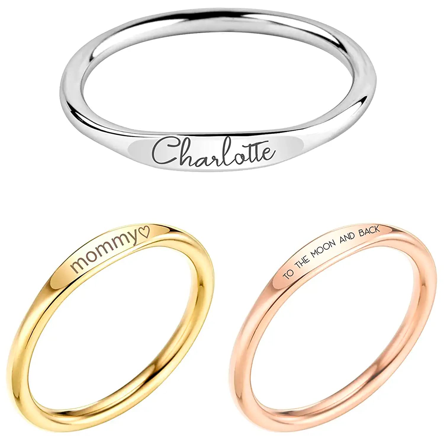 Algopix Similar Product 16 - Custom Name Ring for Women Mothers Day