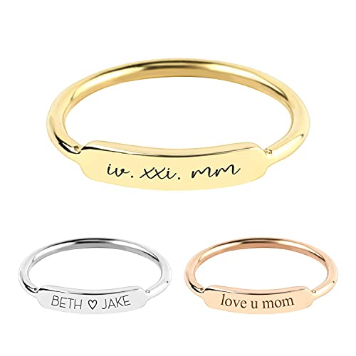 Algopix Similar Product 5 - Name Ring Stackable Ring Initial Ring