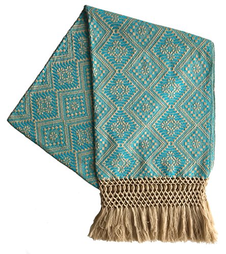 Algopix Similar Product 19 - Mexican Handmade Rebozo Shawl (Cyan)