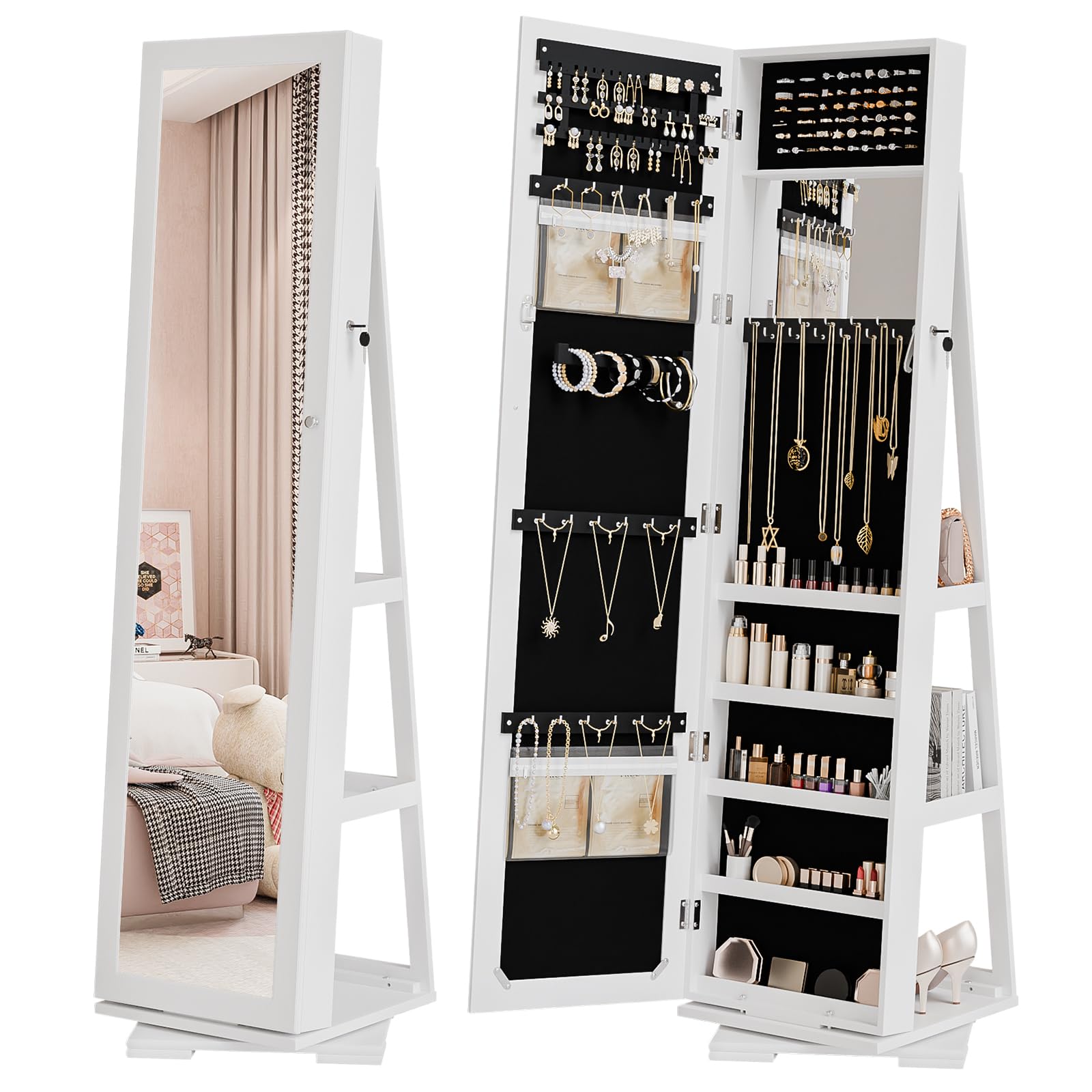 Algopix Similar Product 2 - Bonnlo Jewelry Armoire with 360