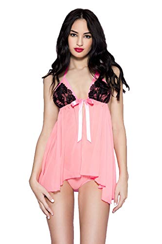 Algopix Similar Product 14 - Lacy Flyaway Babydoll Set Neon
