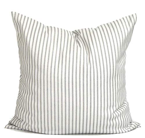 Algopix Similar Product 8 - Gray Ticking Pillow Cover Ticking