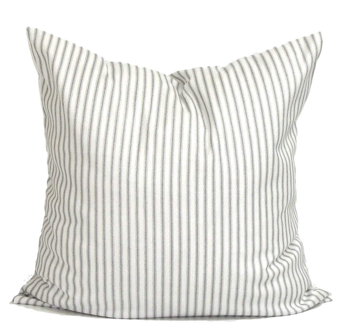 Algopix Similar Product 15 - Gray Ticking Pillow Cover Ticking