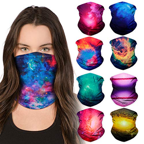 Algopix Similar Product 9 - Neck Gaiter Face Mask Bandana 9 Pack