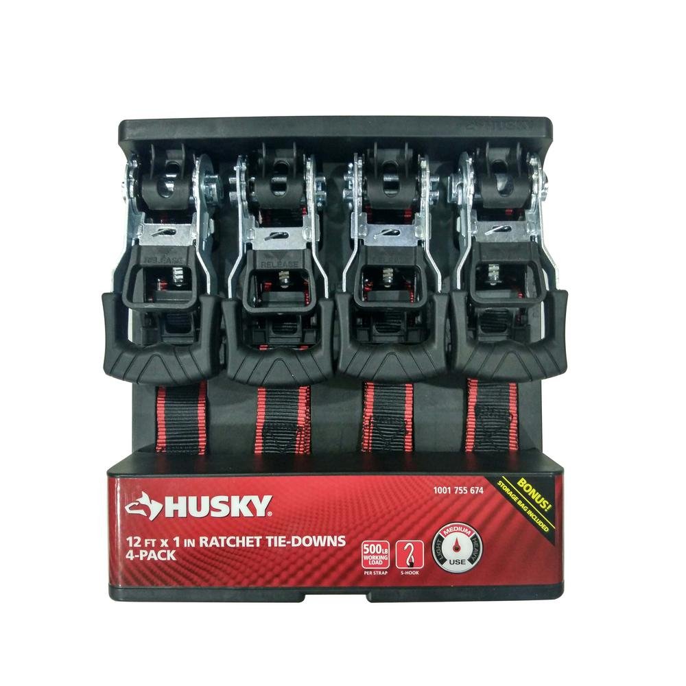 Algopix Similar Product 2 - Husky 12 FT x 1 IN Ratchet TieDowns 4