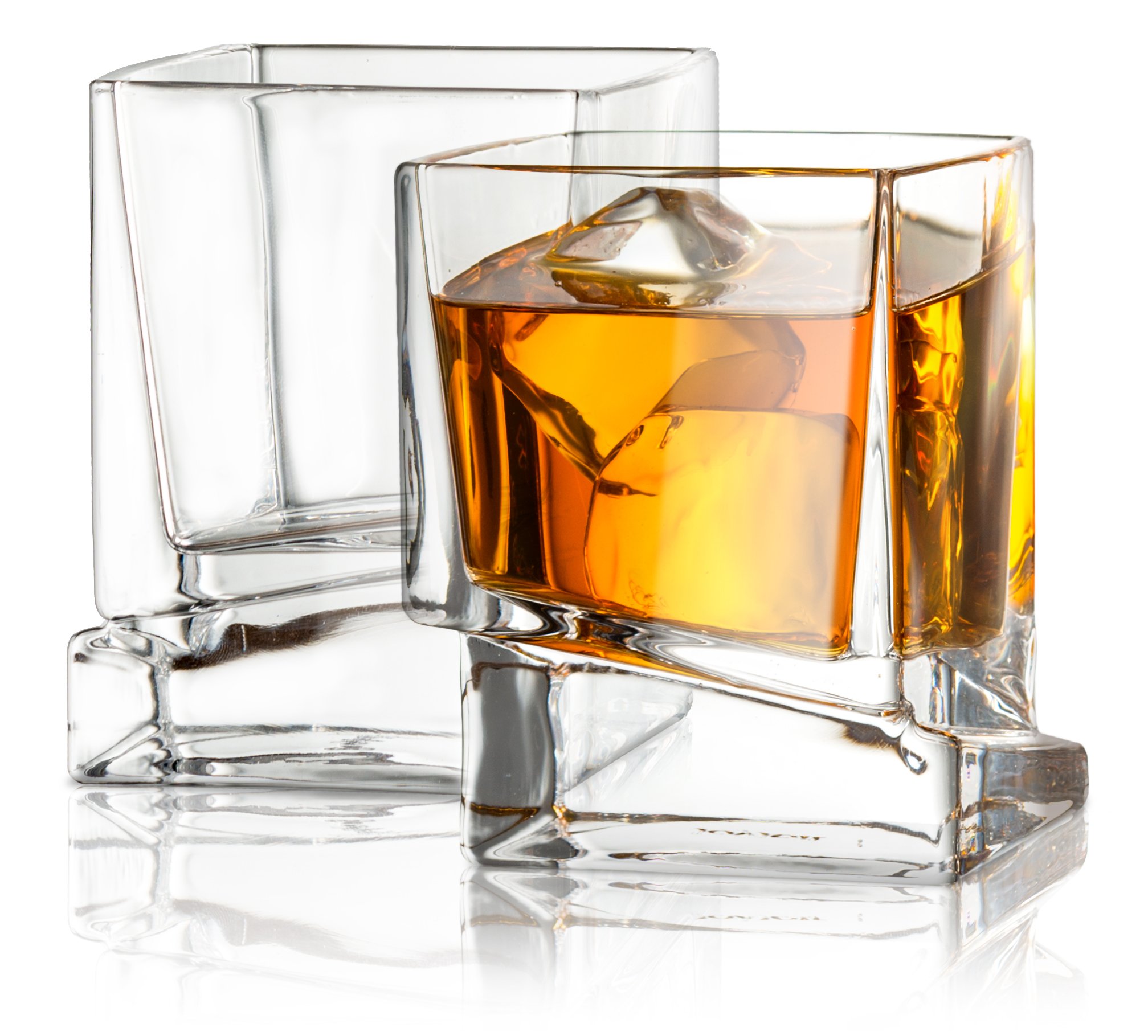 Algopix Similar Product 3 - JoyJolt Carre Square Scotch Glasses