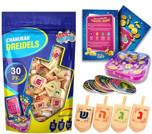 Algopix Similar Product 13 - Izzy n Dizzy Medium Wood Dreidels