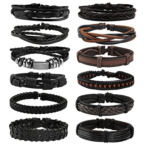 Algopix Similar Product 6 - MILAKOO Braided Leather Bracelet for